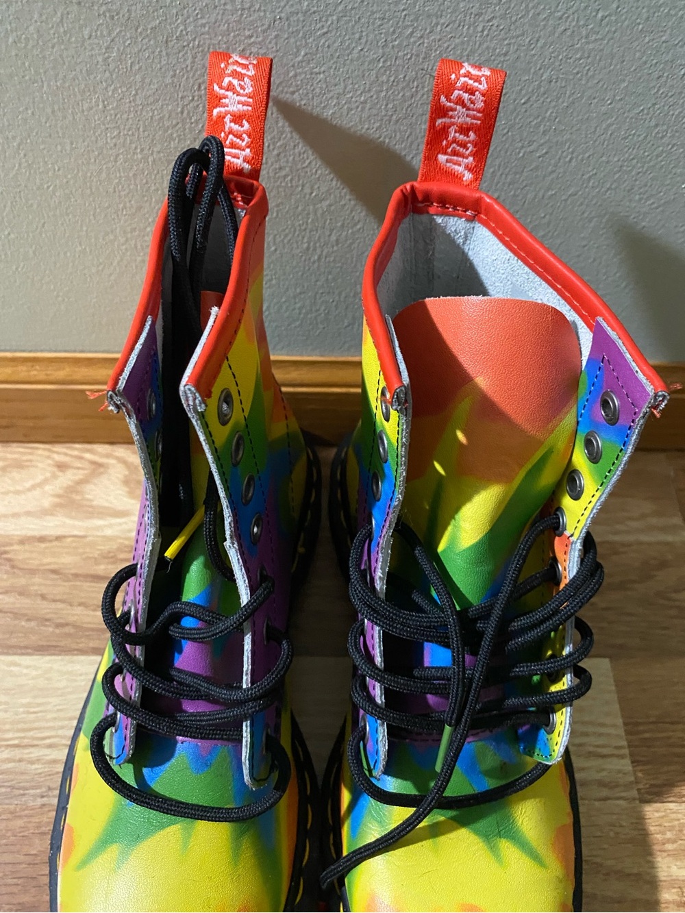 Doc Martens Colorful Tie-Dye Lace-Up Combat Boots New - Picture 2 of 11